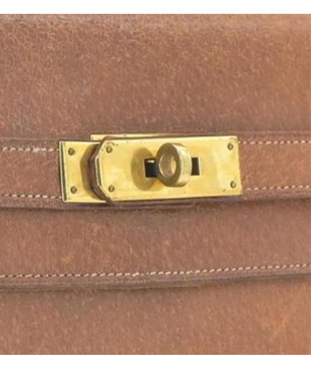 HERMES Коричневая сумка с короткими ручками из экзотической кожи, фото 4