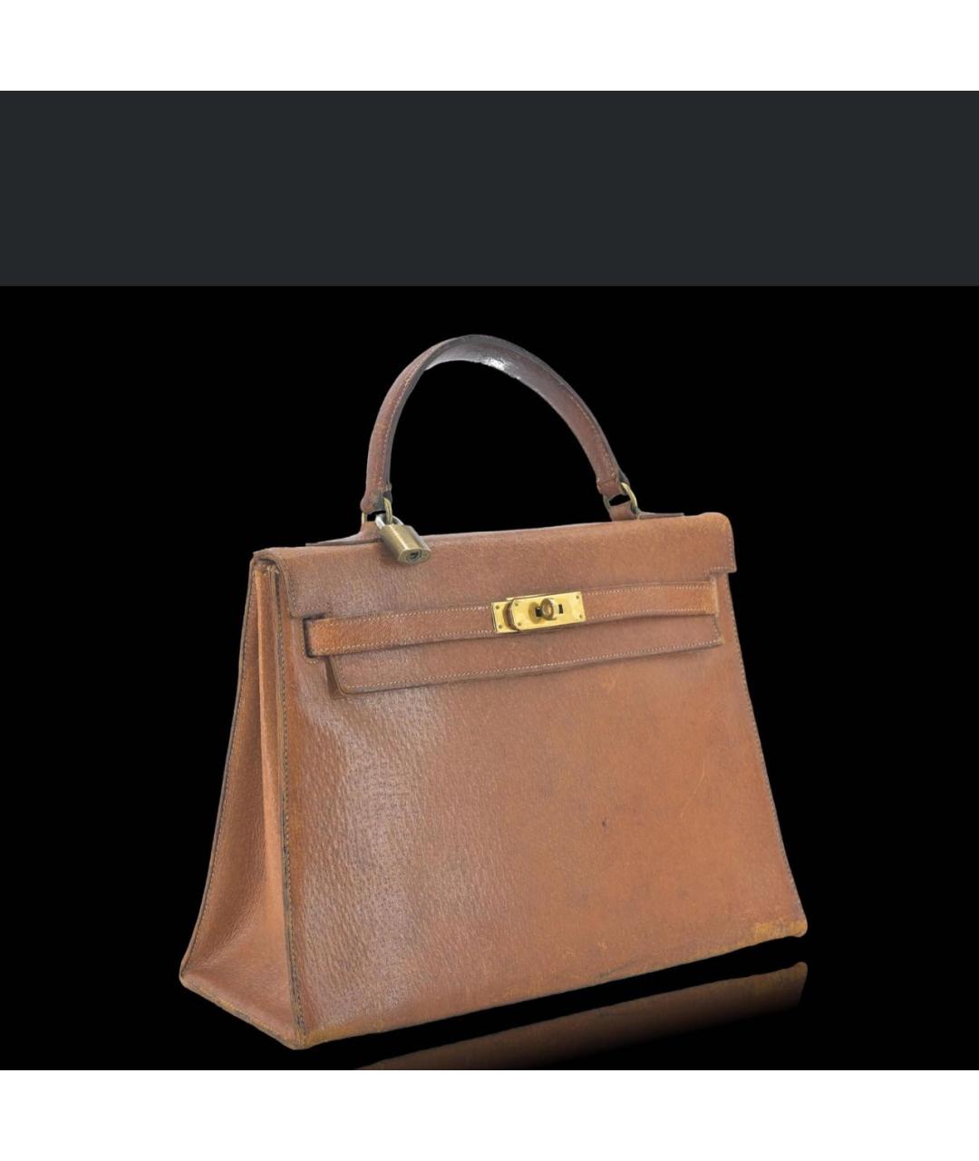 HERMES Коричневая сумка с короткими ручками из экзотической кожи, фото 5