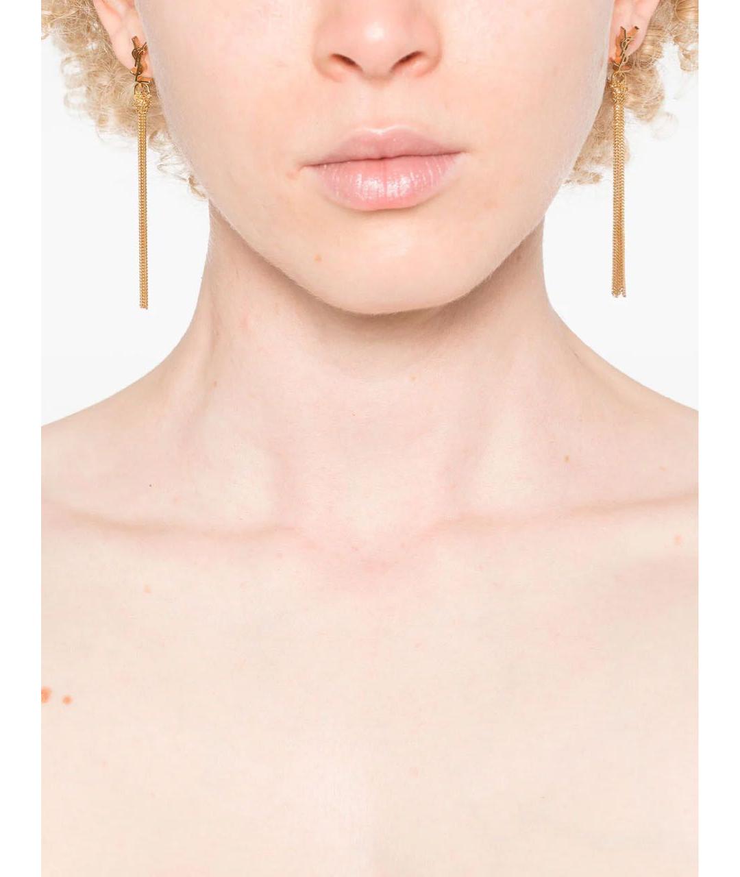 SAINT LAURENT Золотые латунные серьги, фото 6
