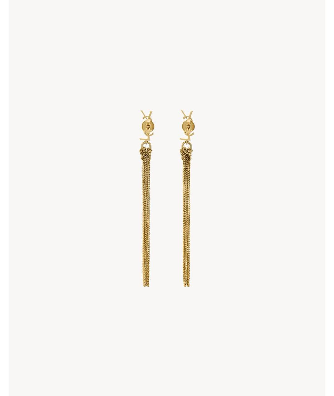 SAINT LAURENT Золотые латунные серьги, фото 7