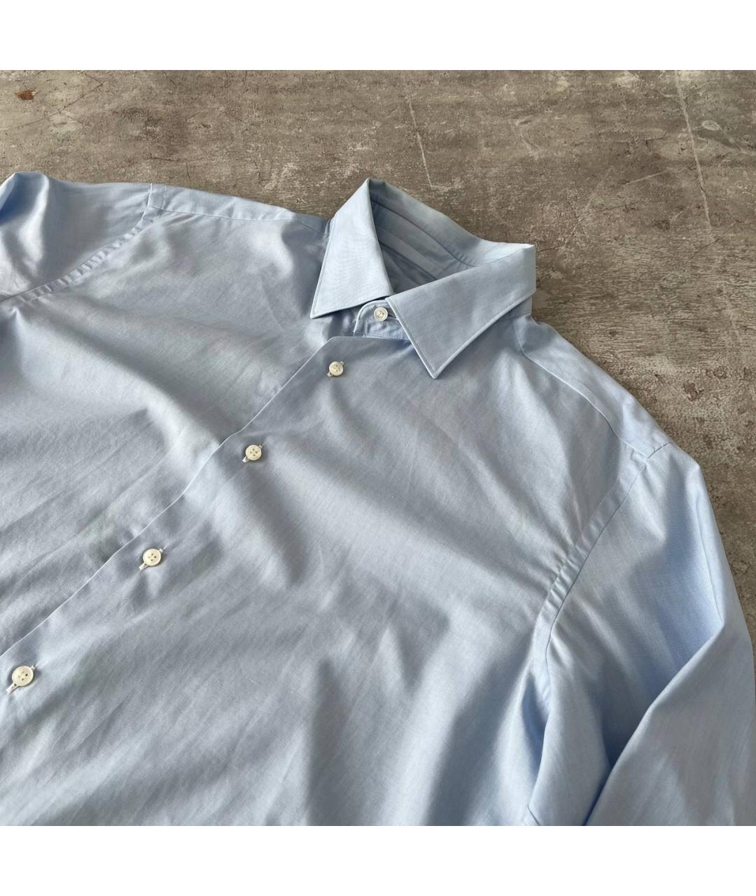 BRIONI Голубая хлопковая классическая рубашка, фото 2