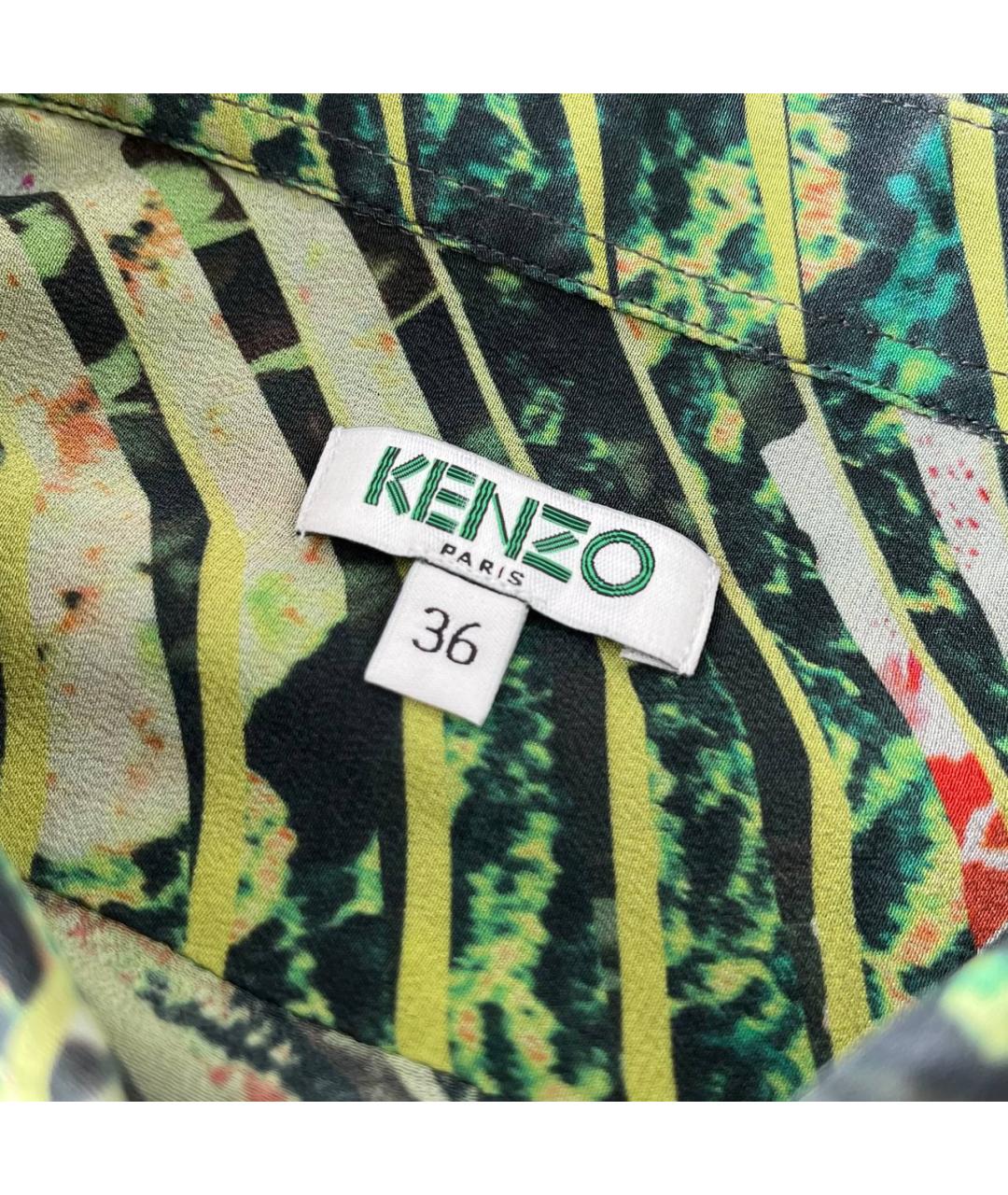 KENZO Зеленая шелковая блузы, фото 7