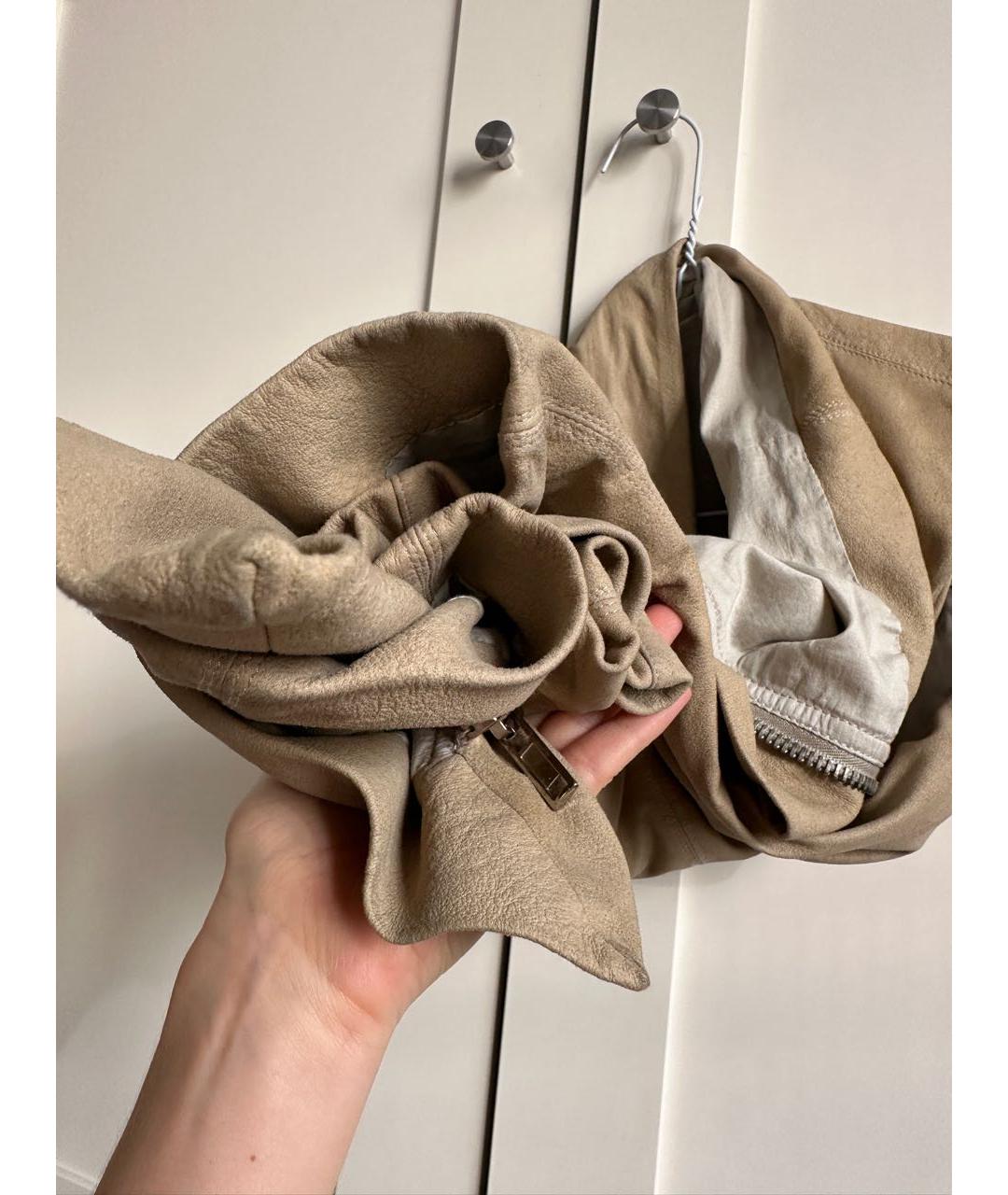 RICK OWENS Бежевая кожаная куртка, фото 8