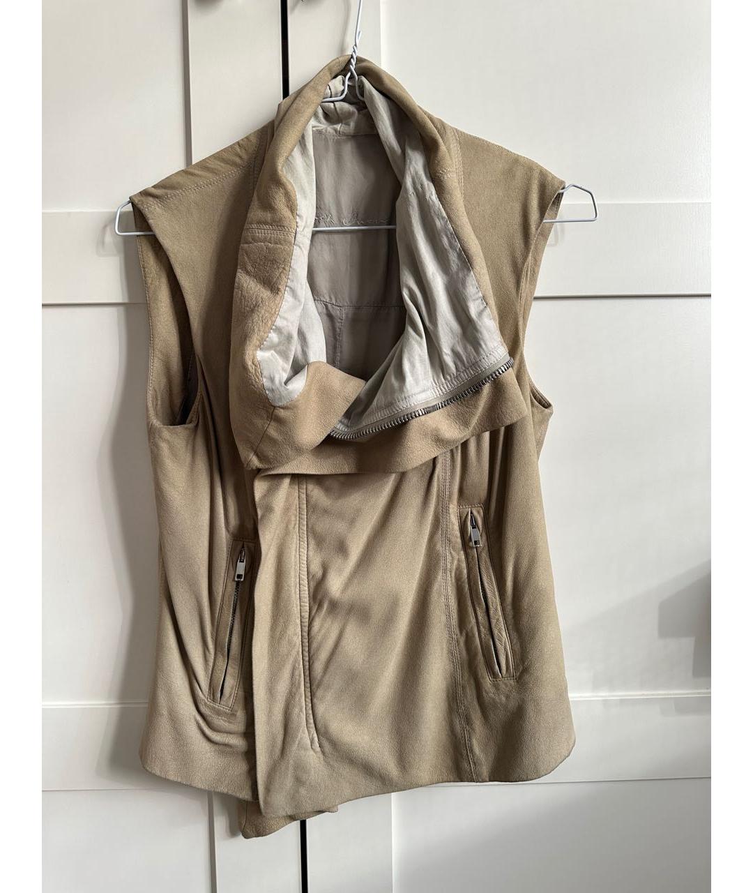 RICK OWENS Бежевая кожаная куртка, фото 9