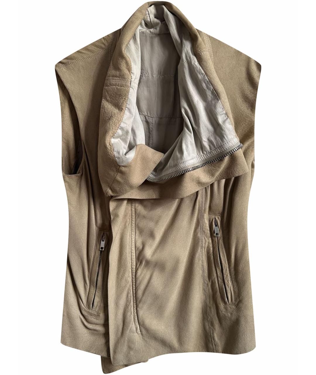RICK OWENS Бежевая кожаная куртка, фото 1
