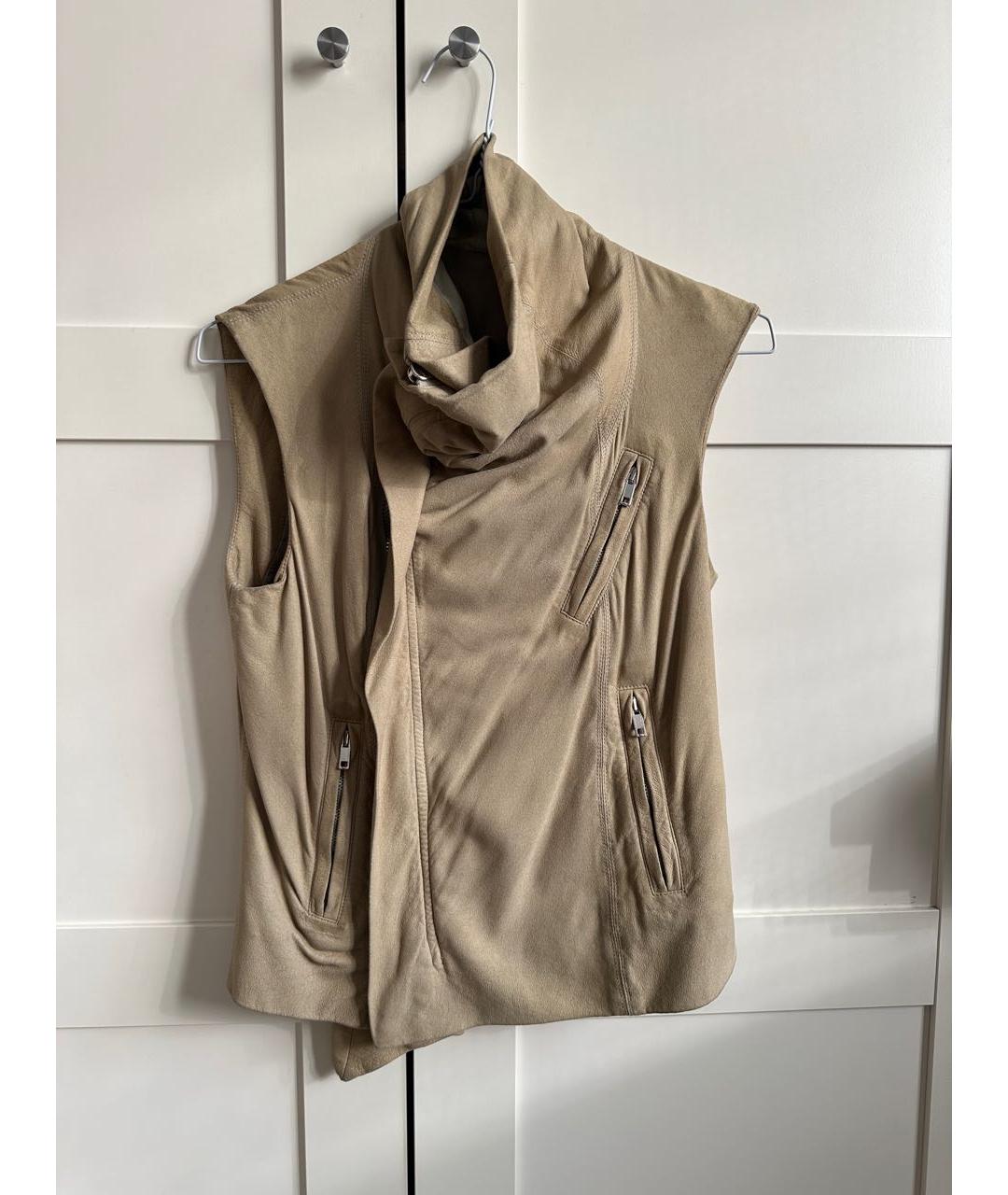 RICK OWENS Бежевая кожаная куртка, фото 2