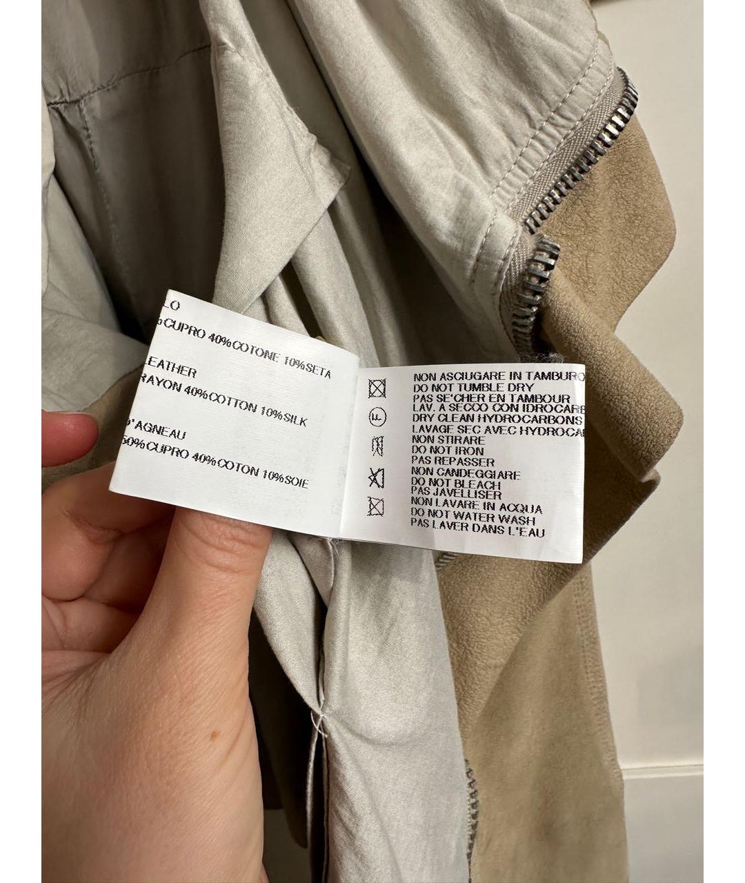 RICK OWENS Бежевая кожаная куртка, фото 7