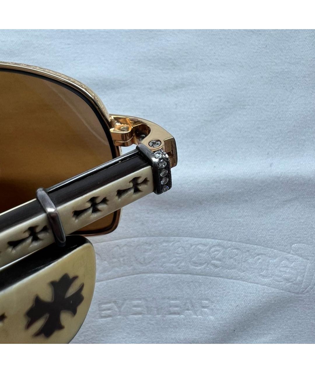 CHROME HEARTS Бежевые деревянные солнцезащитные очки, фото 5