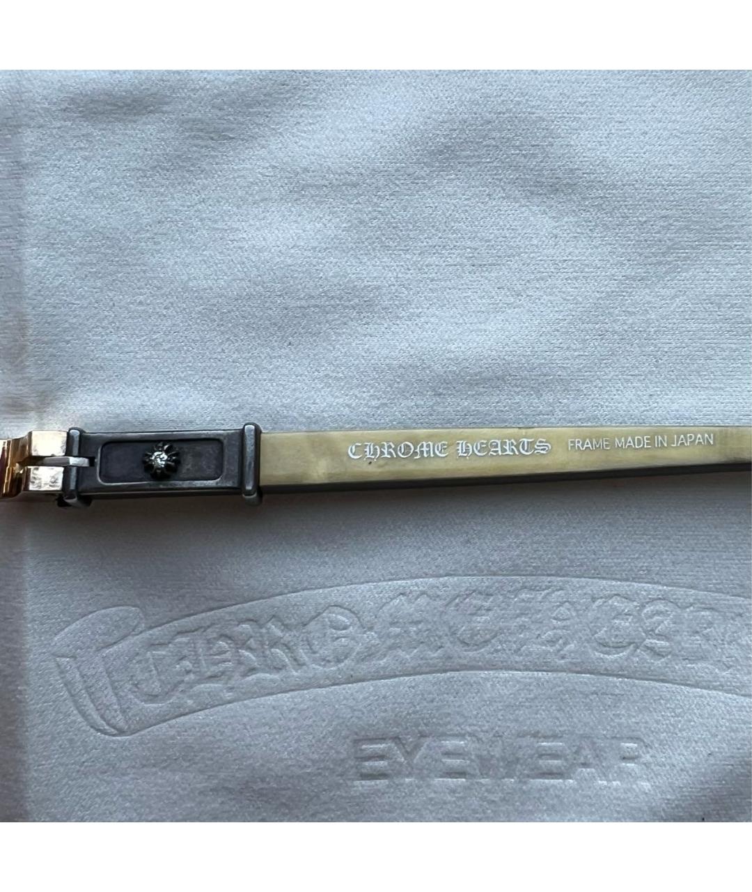 CHROME HEARTS Бежевые деревянные солнцезащитные очки, фото 4