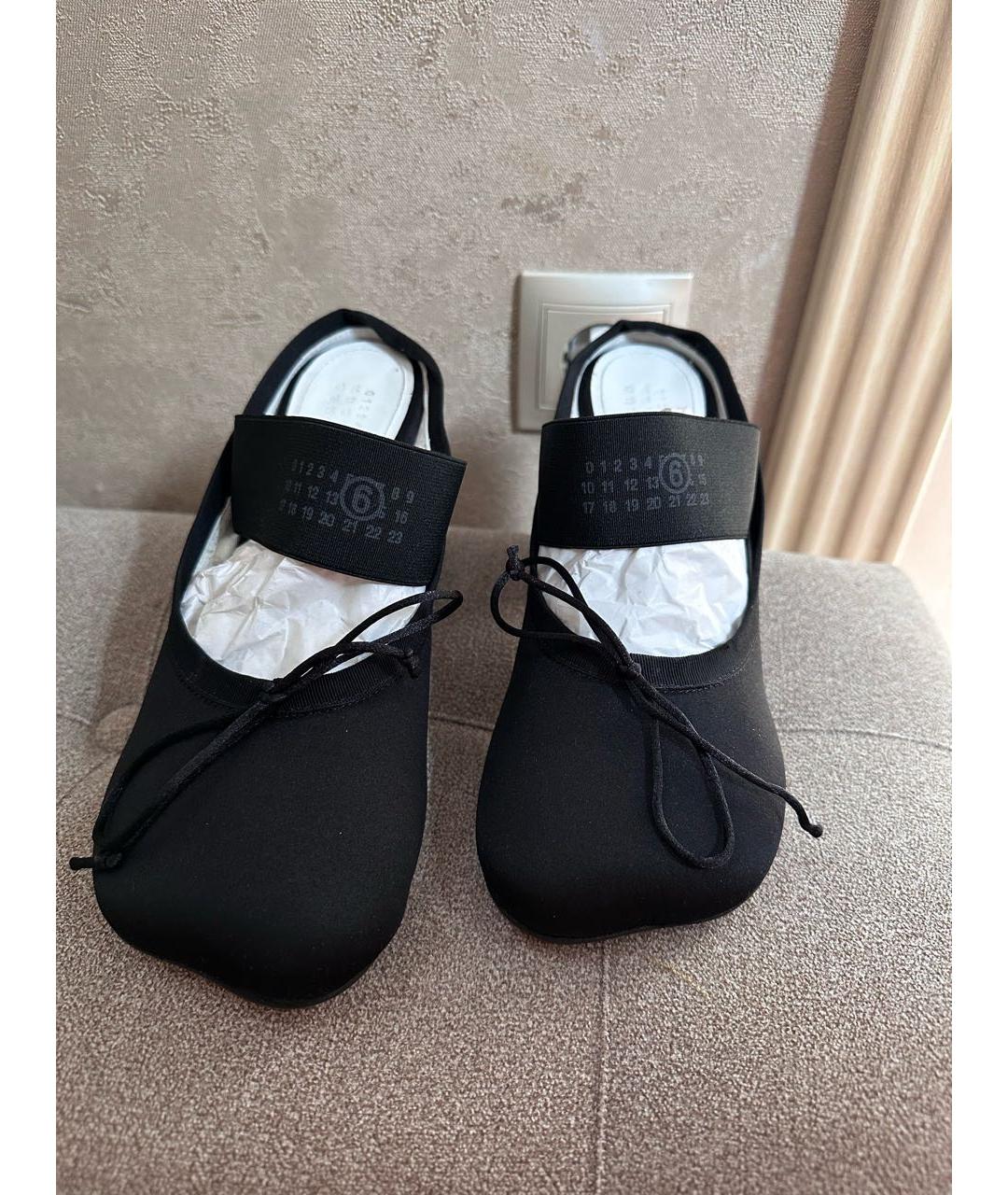 MM6 MAISON MARGIELA Черные текстильные мюли, фото 2