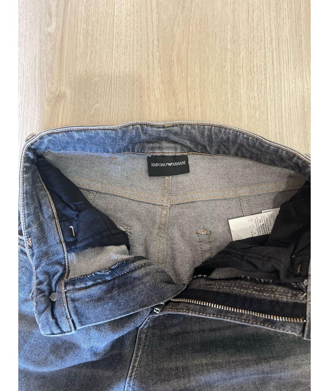 EMPORIO ARMANI Серые хлопковые прямые джинсы, фото 3