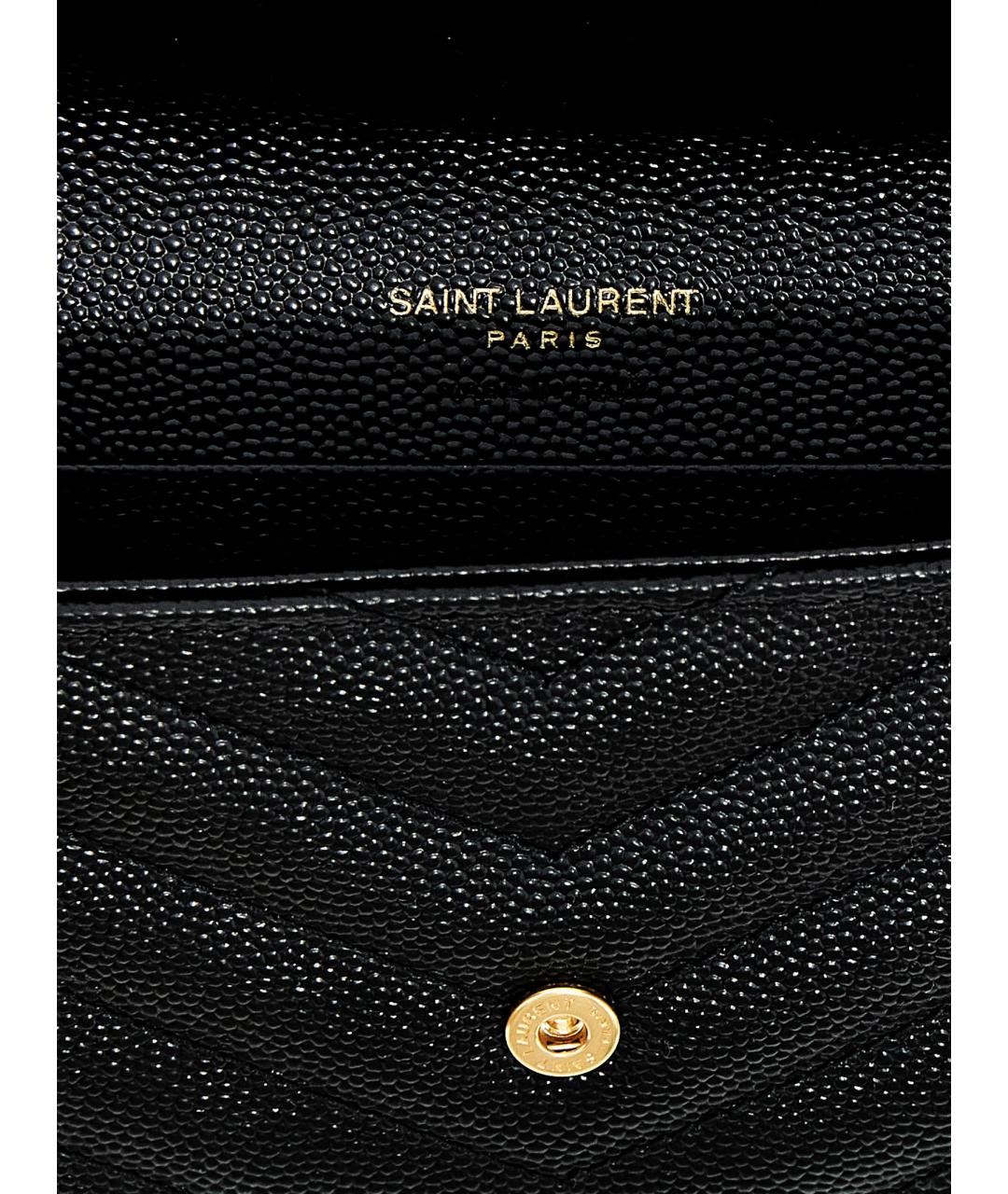 SAINT LAURENT Черный кожаный кошелек, фото 2