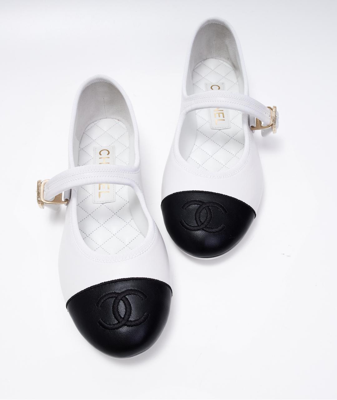 CHANEL Белые кожаные балетки, фото 5