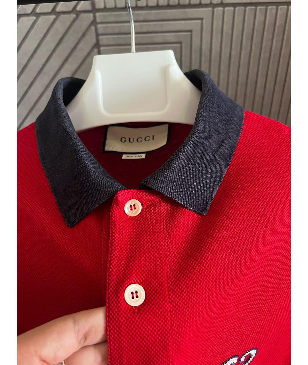 GUCCI Красное хлопковое поло с коротким рукавом, фото 5