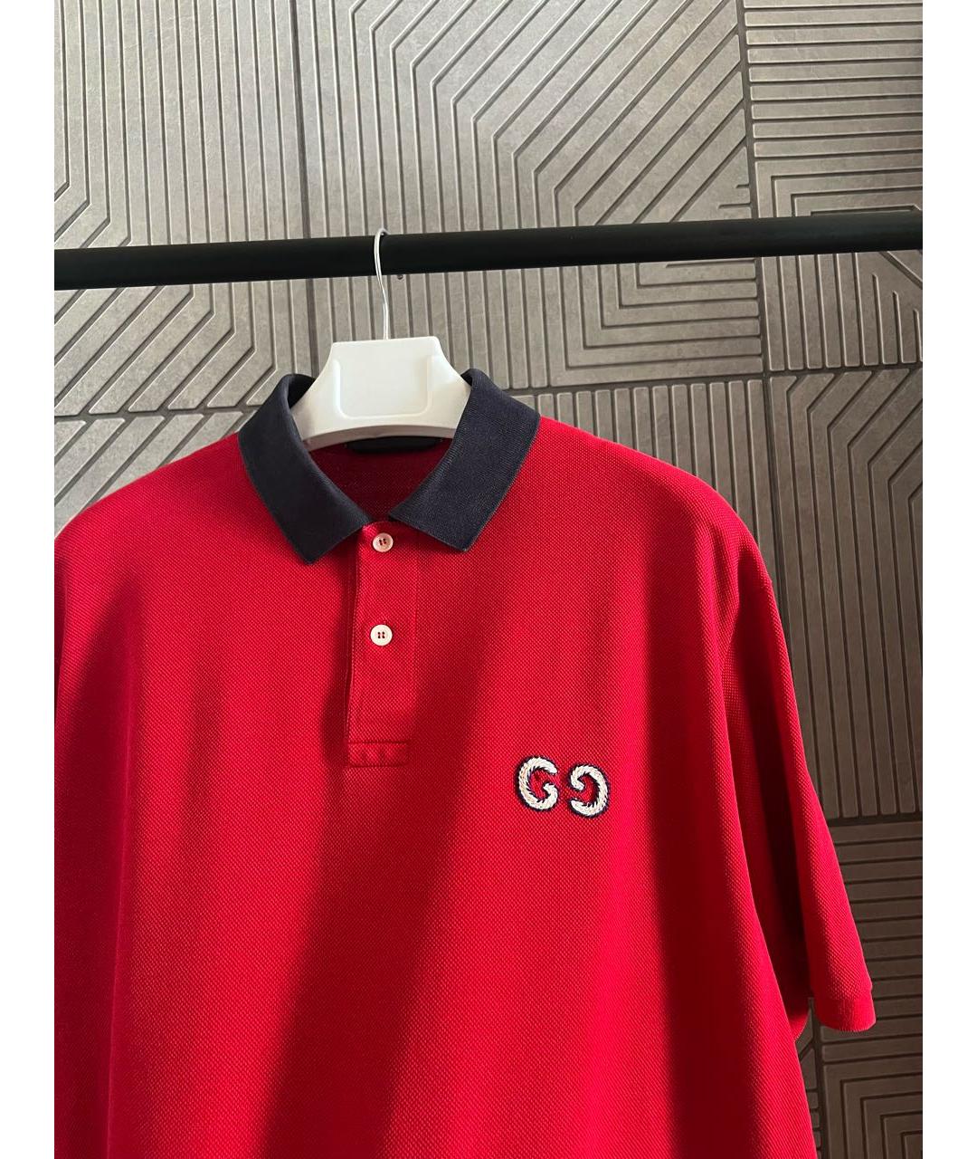 GUCCI Красное хлопковое поло с коротким рукавом, фото 4