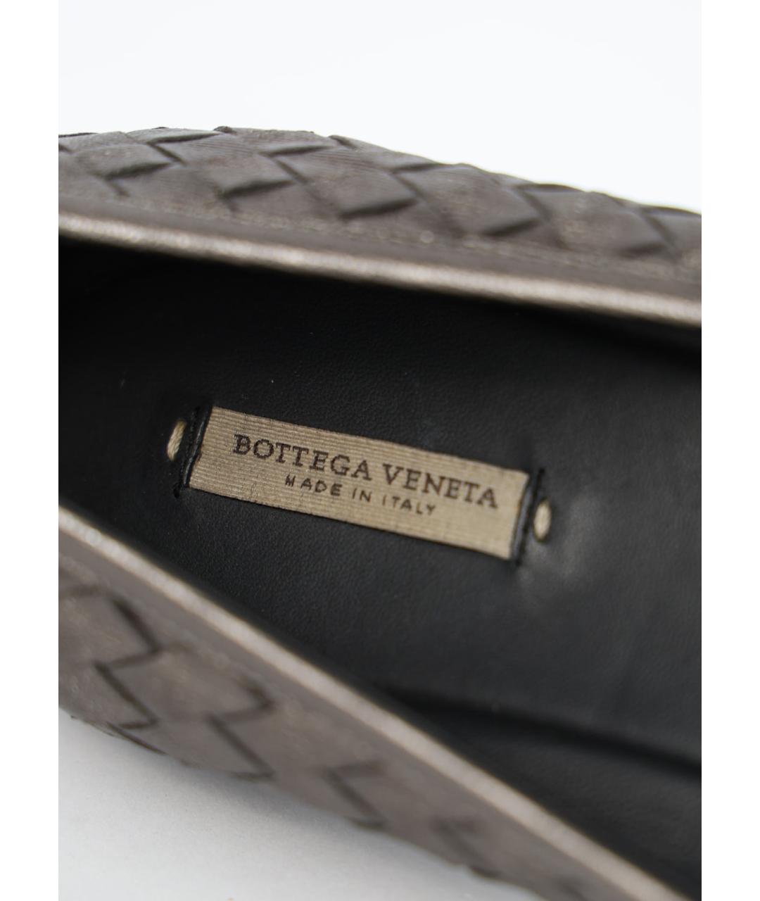 BOTTEGA VENETA Серебряные кожаные балетки, фото 5