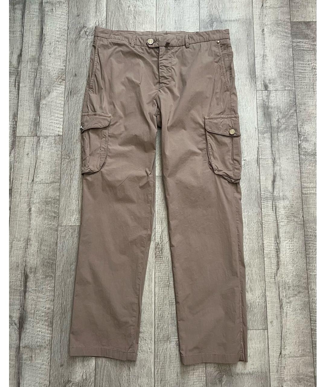 KITON Бежевые хлопко-эластановые повседневные брюки, фото 3