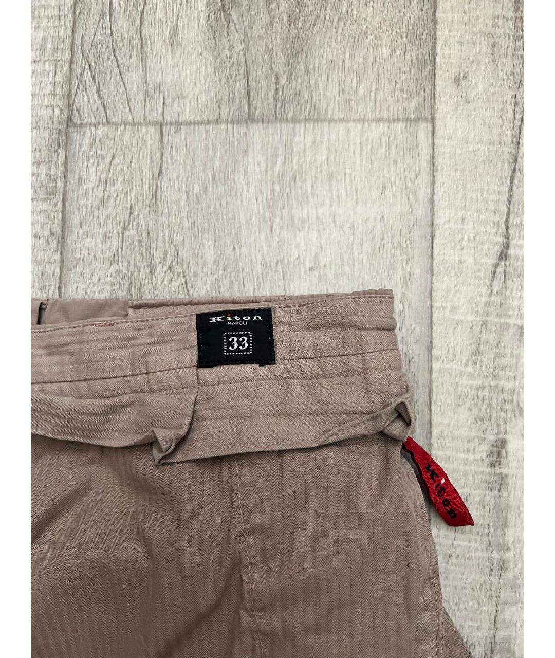 KITON Бежевые хлопко-эластановые повседневные брюки, фото 7