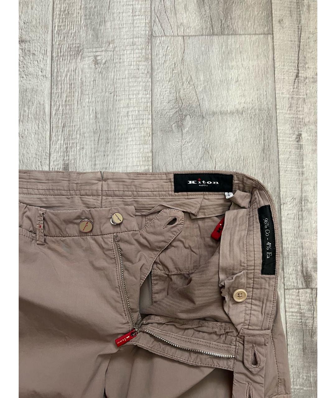 KITON Бежевые хлопко-эластановые повседневные брюки, фото 5