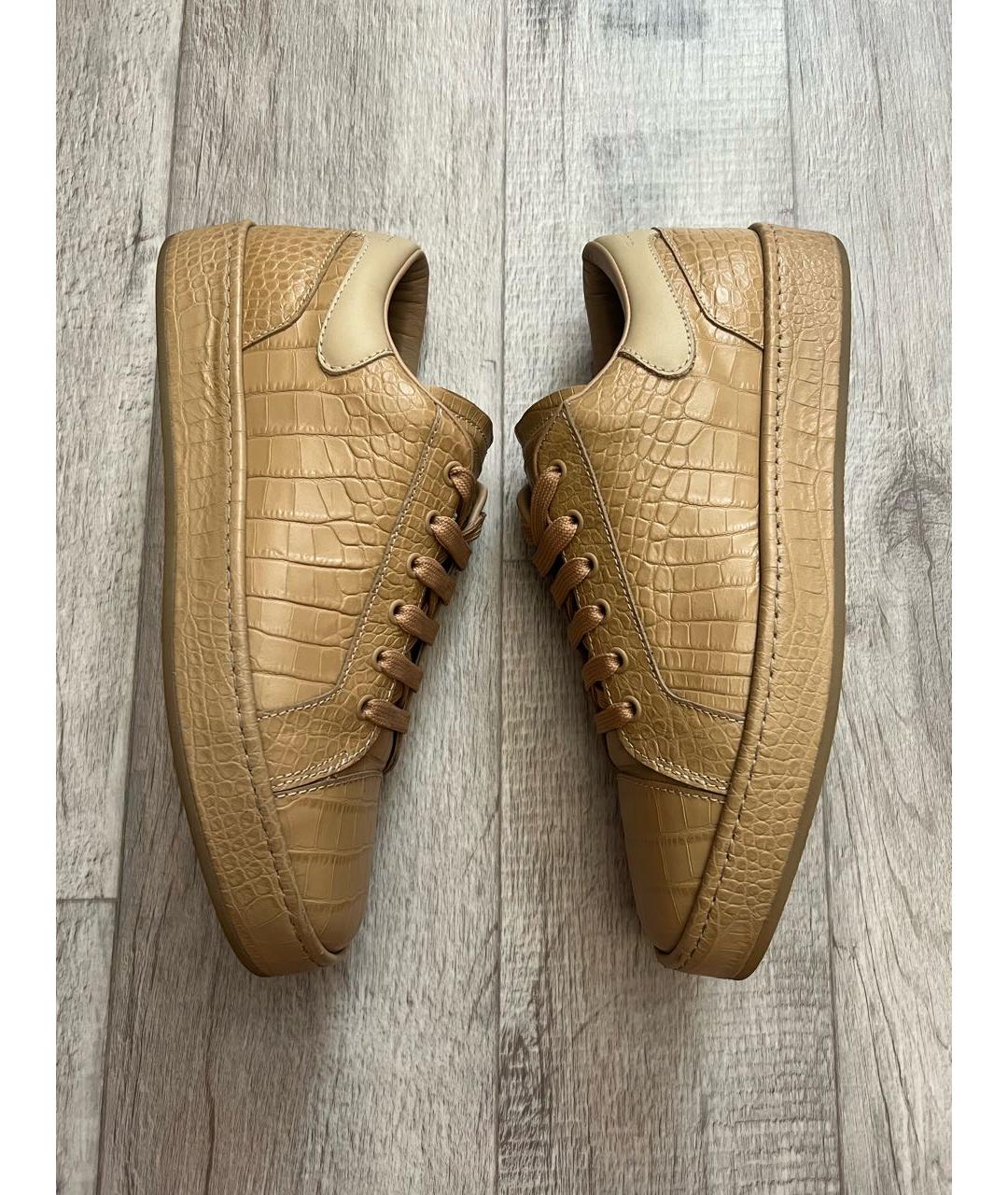 GIUSEPPE ZANOTTI DESIGN Коричневые кожаные низкие кроссовки / кеды, фото 8
