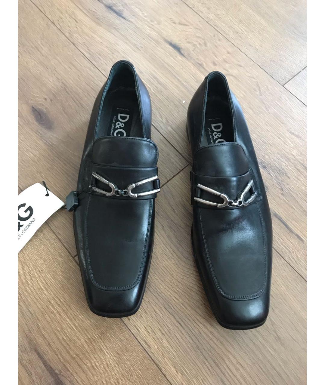 DOLCE&GABBANA Черные кожаные лоферы, фото 2