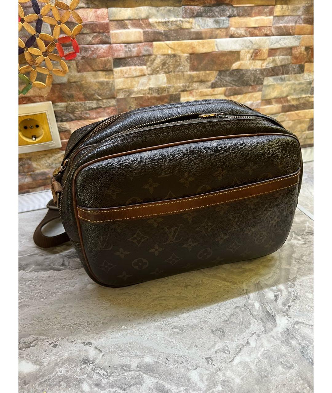 LOUIS VUITTON Коричневая кожаная сумка на плечо, фото 9