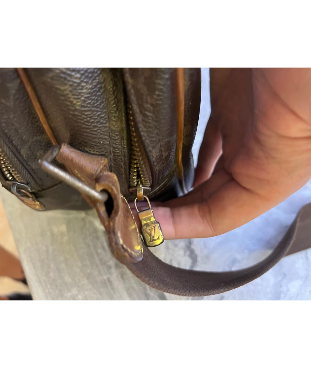 LOUIS VUITTON Коричневая кожаная сумка на плечо, фото 4