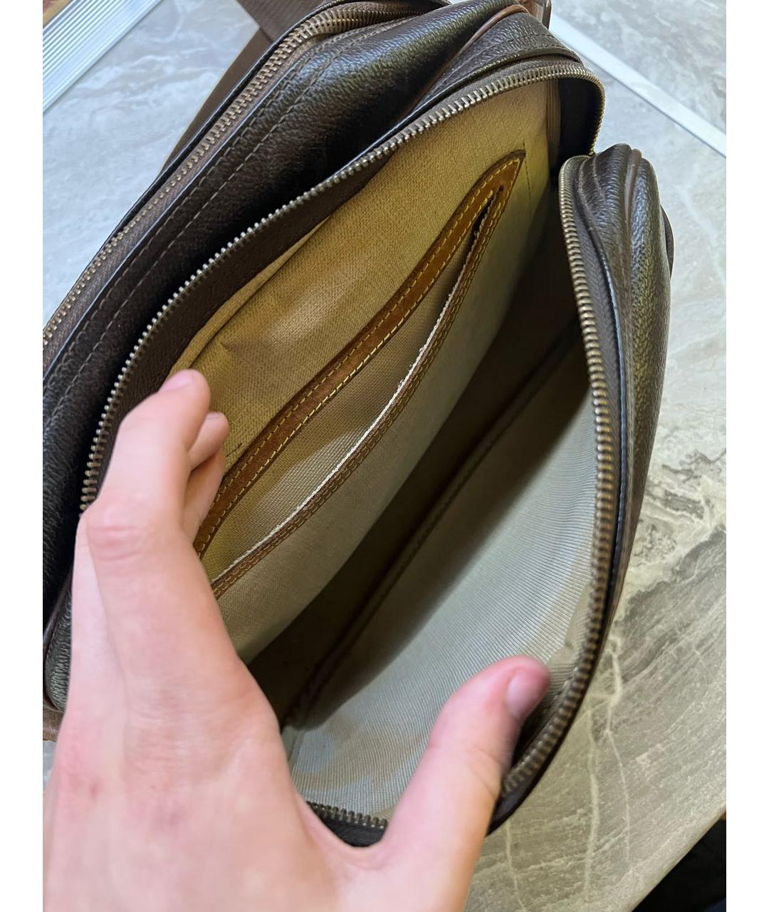 LOUIS VUITTON Коричневая кожаная сумка на плечо, фото 6