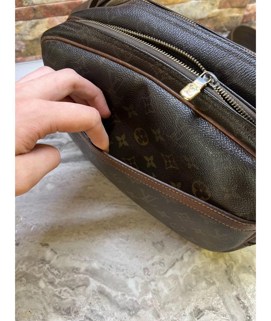 LOUIS VUITTON Коричневая кожаная сумка на плечо, фото 7
