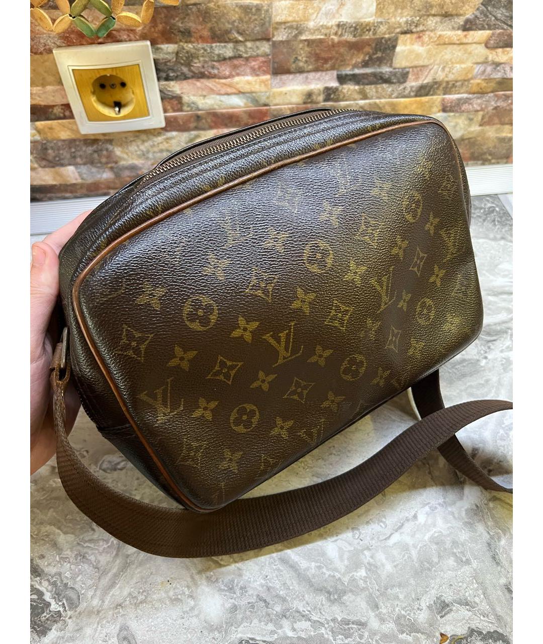LOUIS VUITTON Коричневая кожаная сумка на плечо, фото 8