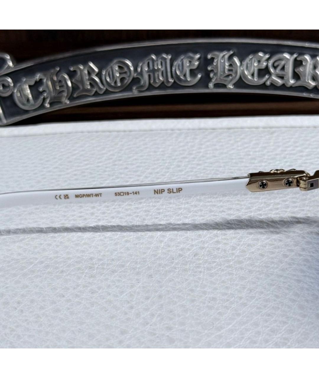 CHROME HEARTS Белые металлические солнцезащитные очки, фото 4