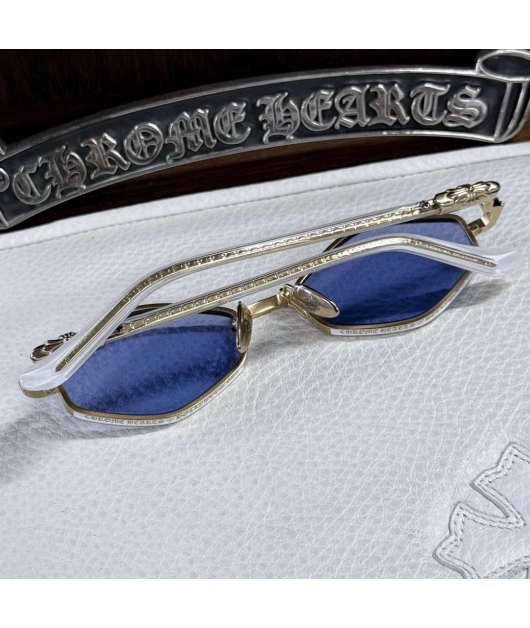CHROME HEARTS Белые металлические солнцезащитные очки, фото 2
