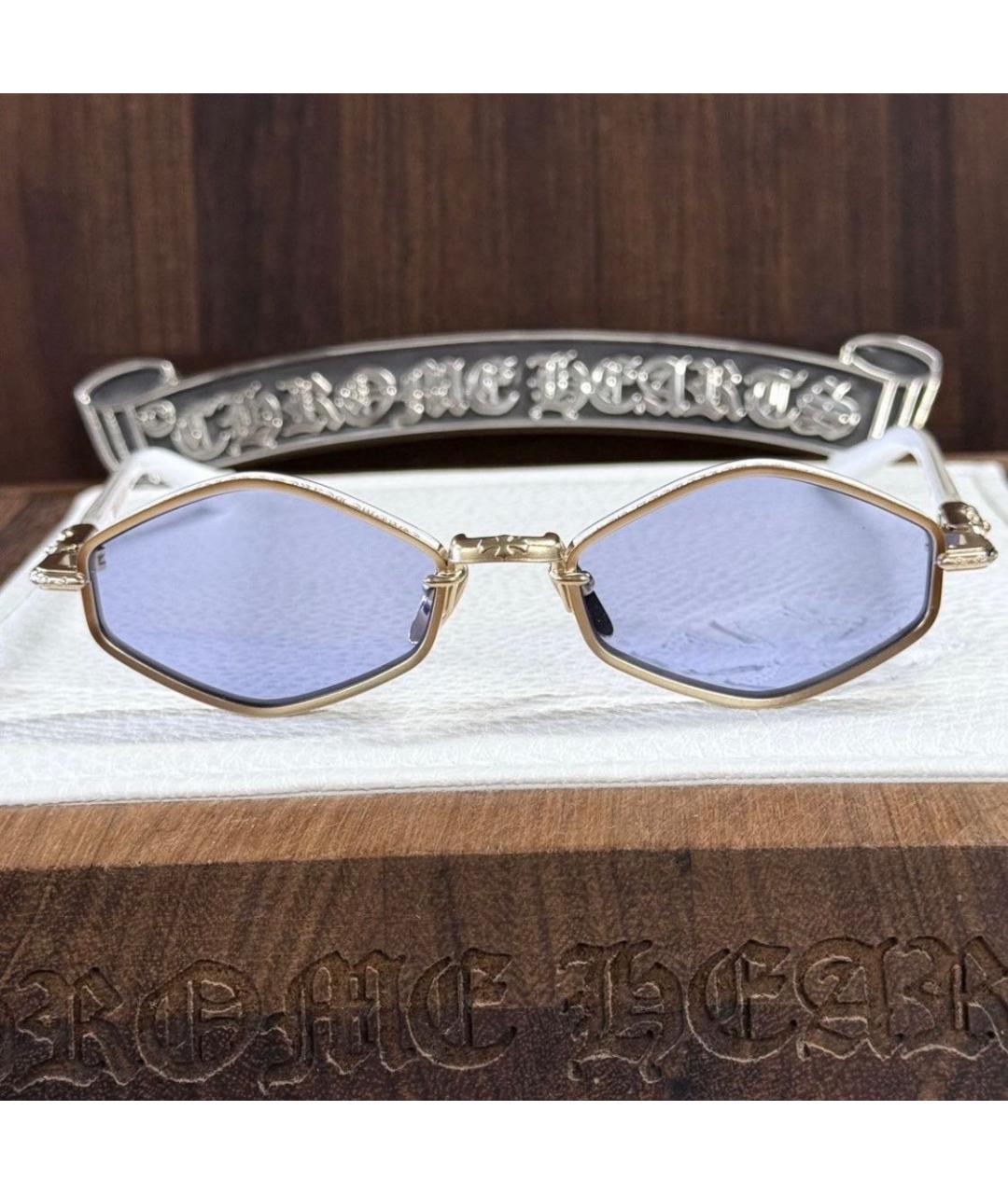 CHROME HEARTS Белые металлические солнцезащитные очки, фото 3
