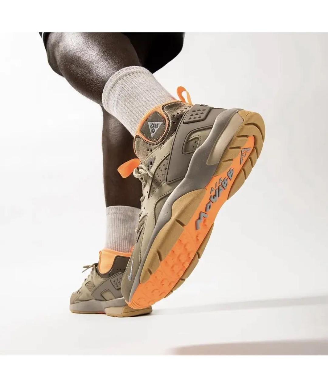 NIKE ACG Бежевые замшевые высокие кроссовки / кеды, фото 6