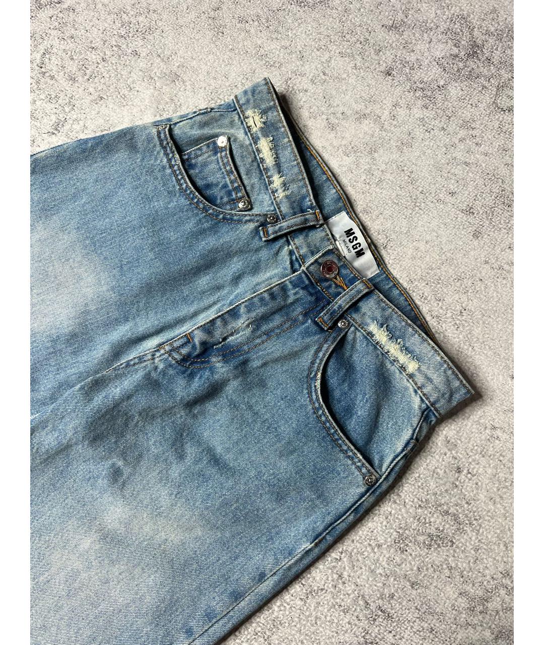 MSGM Голубые хлопковые прямые джинсы, фото 3