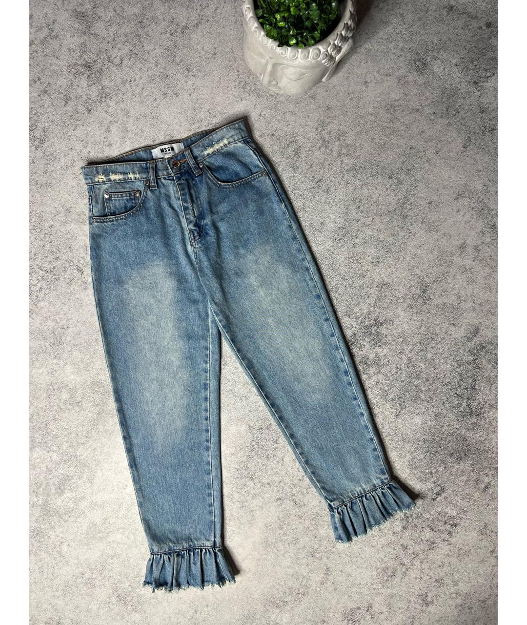 MSGM Голубые хлопковые прямые джинсы, фото 9