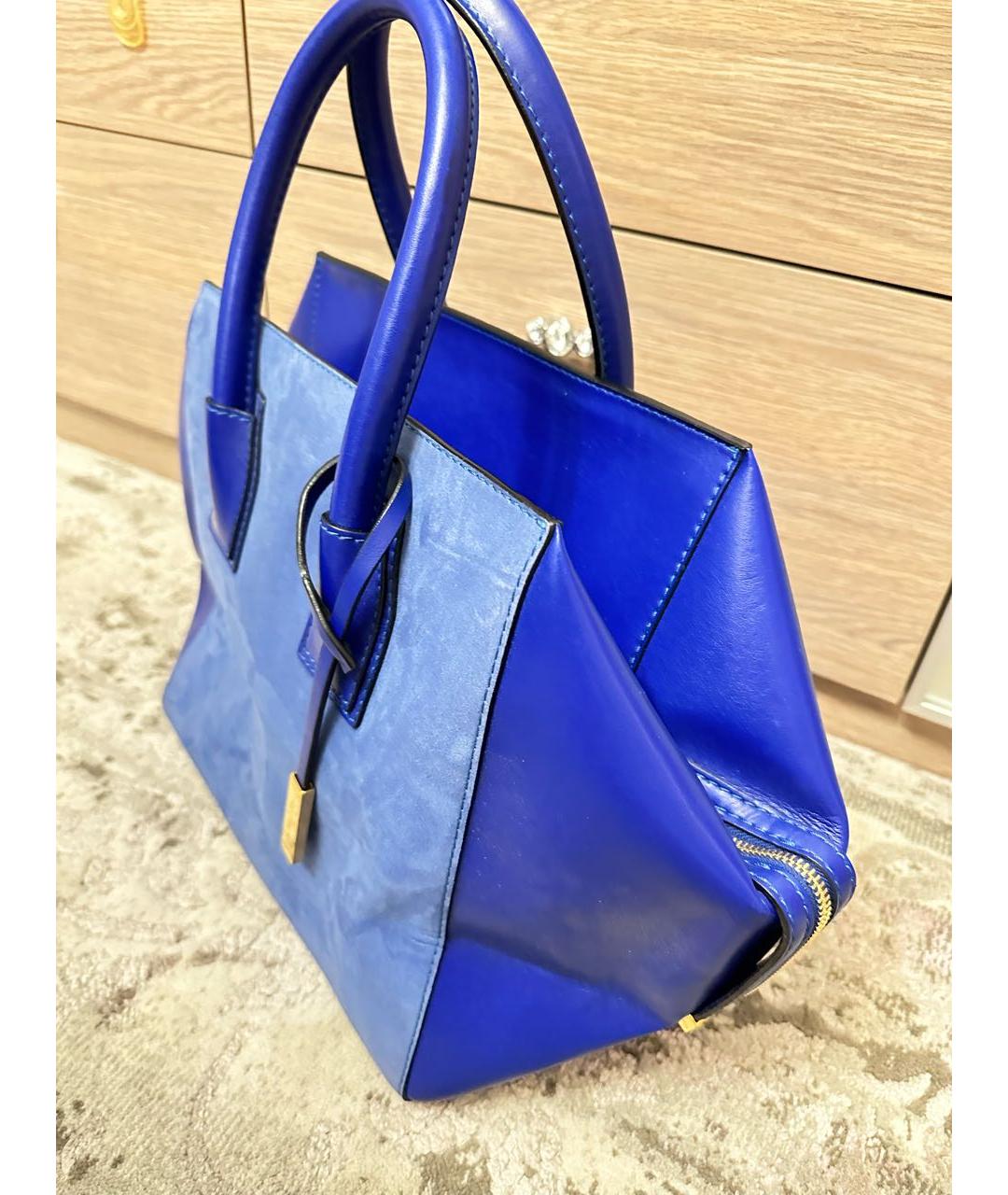 STELLA MCCARTNEY Синяя кожаная сумка с короткими ручками, фото 2