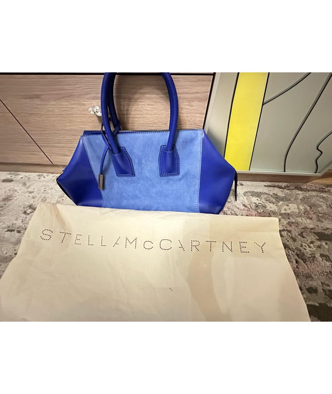 STELLA MCCARTNEY Синяя кожаная сумка с короткими ручками, фото 5