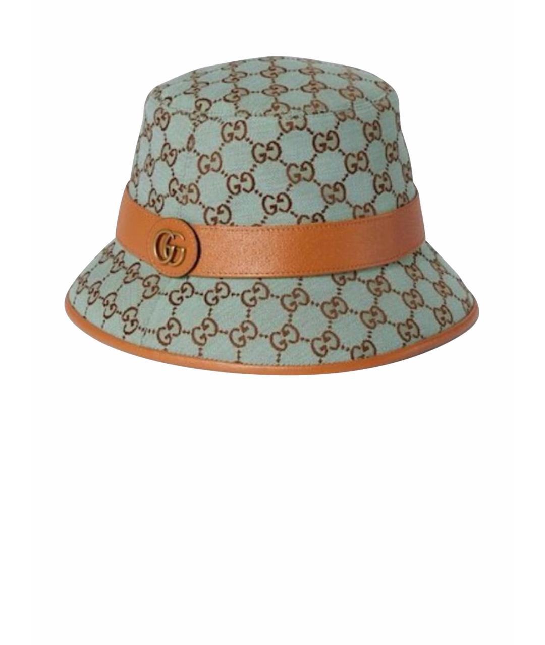 GUCCI Бирюзовая хлопковая панама, фото 1