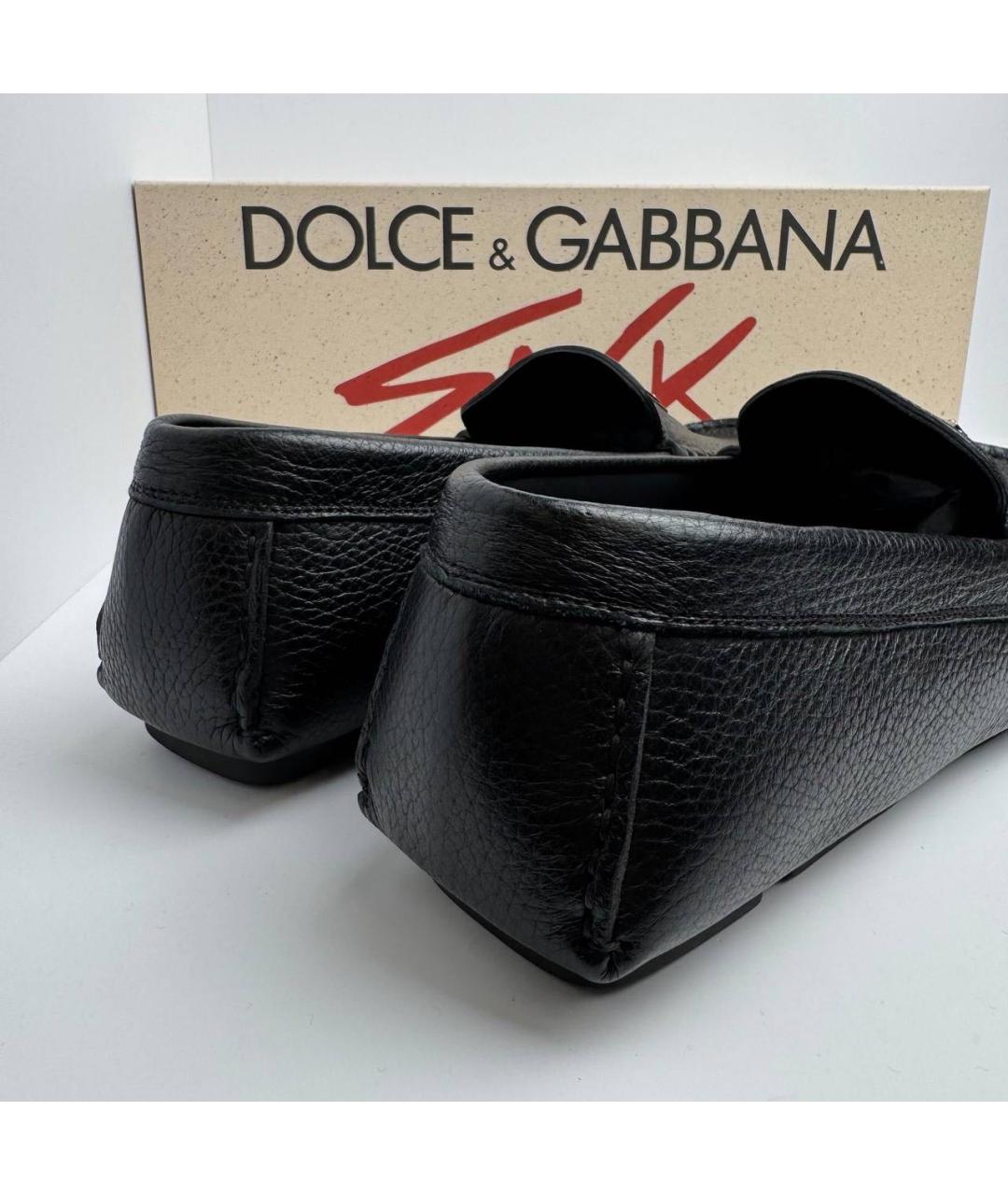 DOLCE&GABBANA Черные кожаные мокасины, фото 3