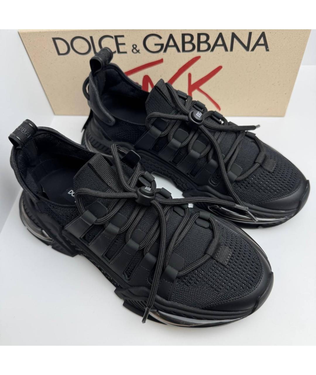 DOLCE&GABBANA Черные текстильные низкие кроссовки / кеды, фото 2