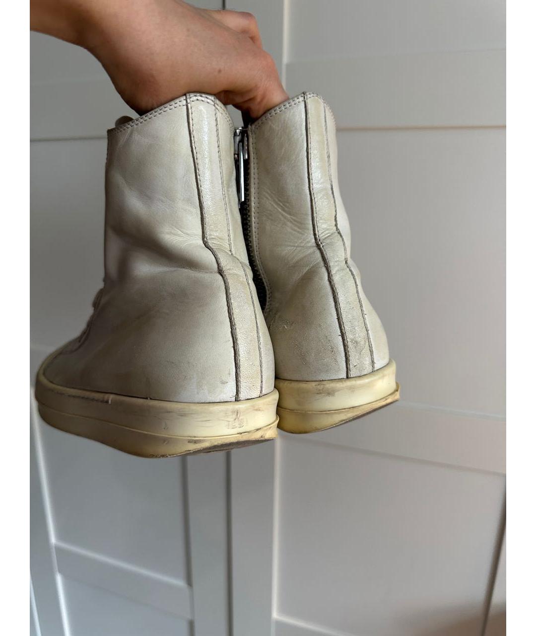 RICK OWENS Белые кожаные кеды, фото 4