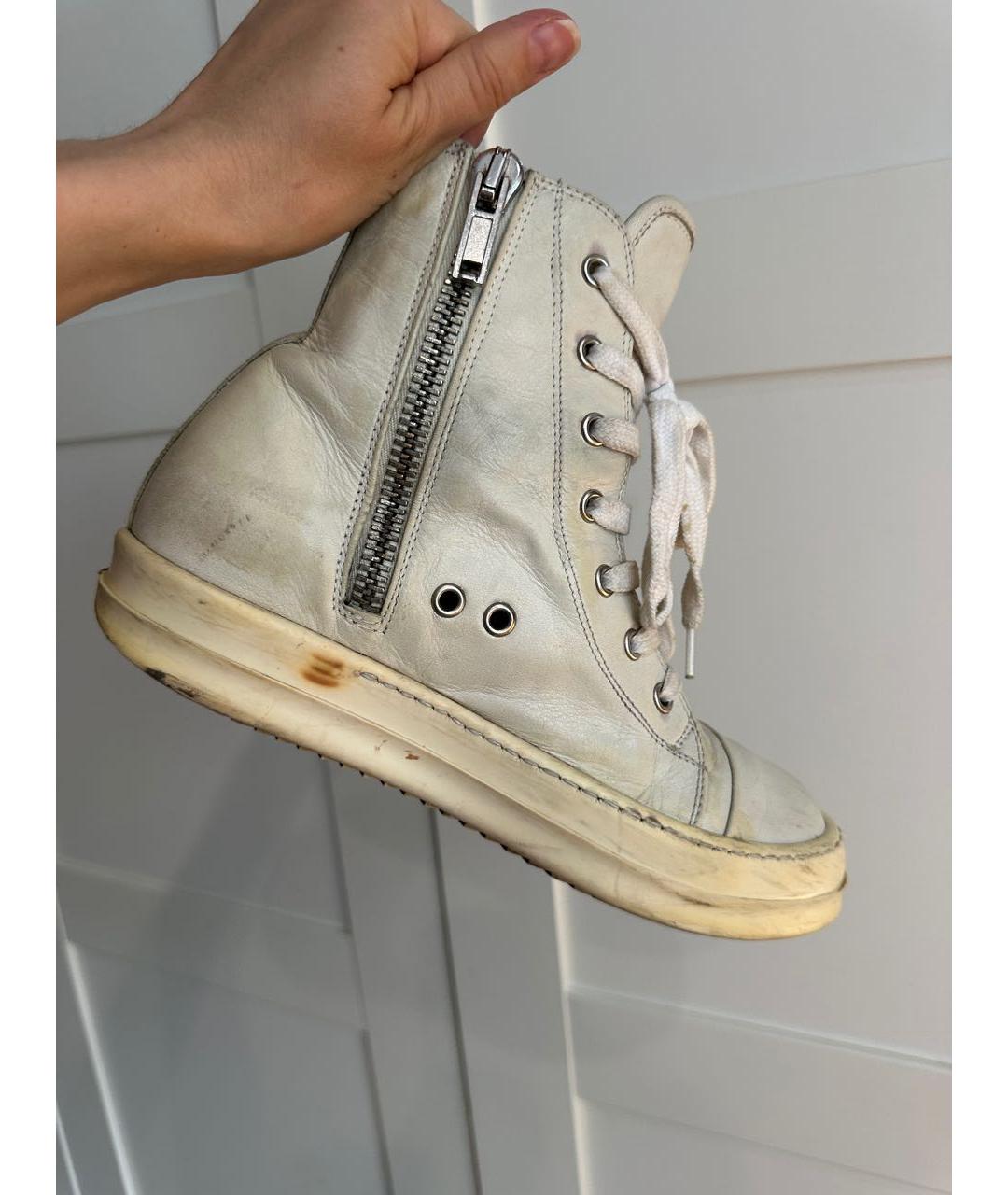 RICK OWENS Белые кожаные кеды, фото 6