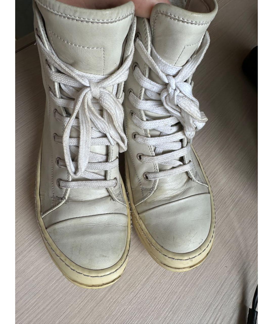 RICK OWENS Белые кожаные кеды, фото 2