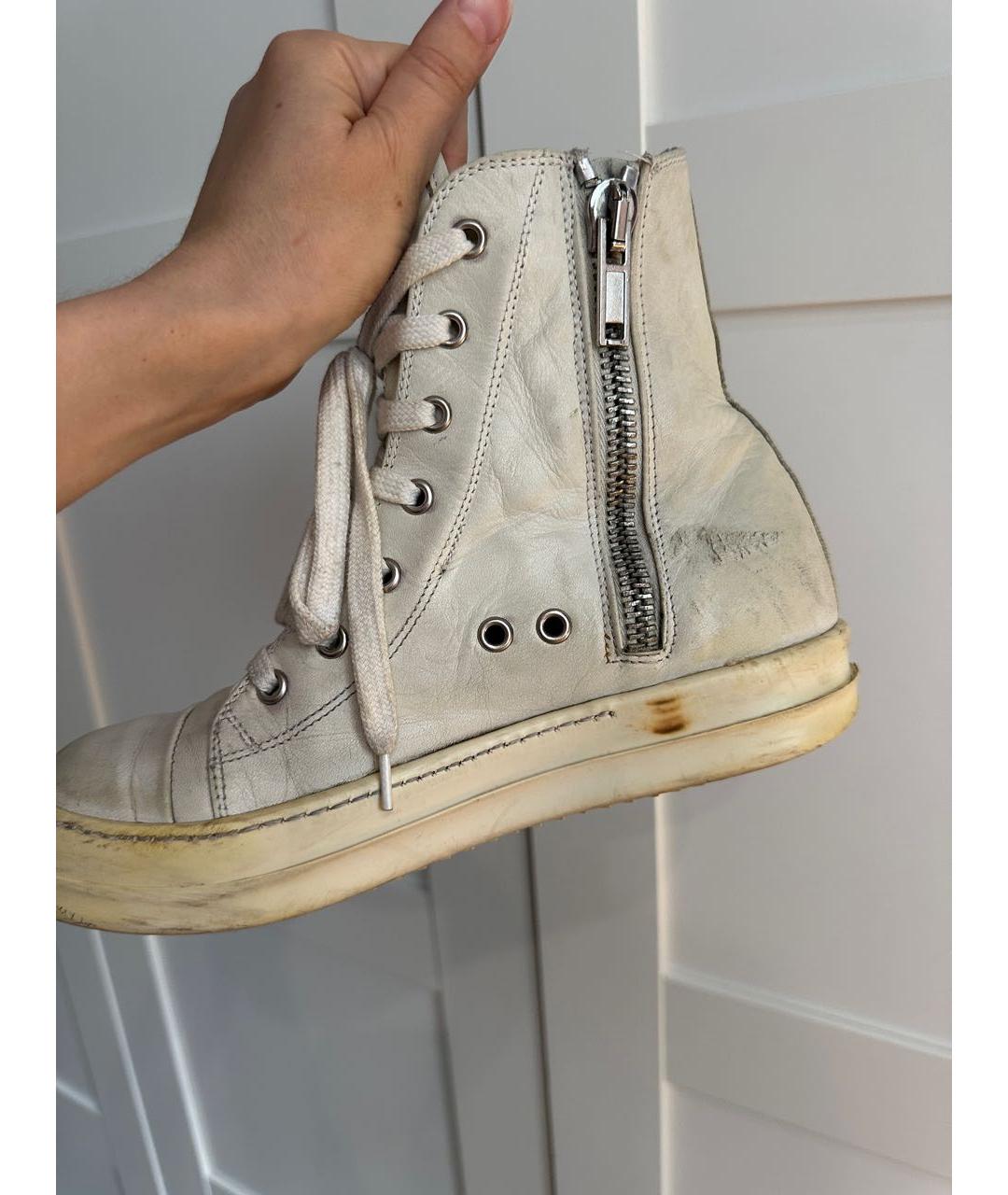 RICK OWENS Белые кожаные кеды, фото 5