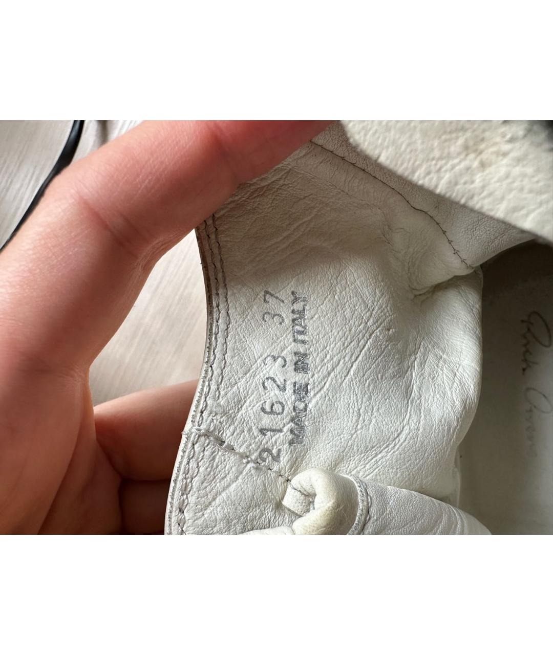 RICK OWENS Белые кожаные кеды, фото 7