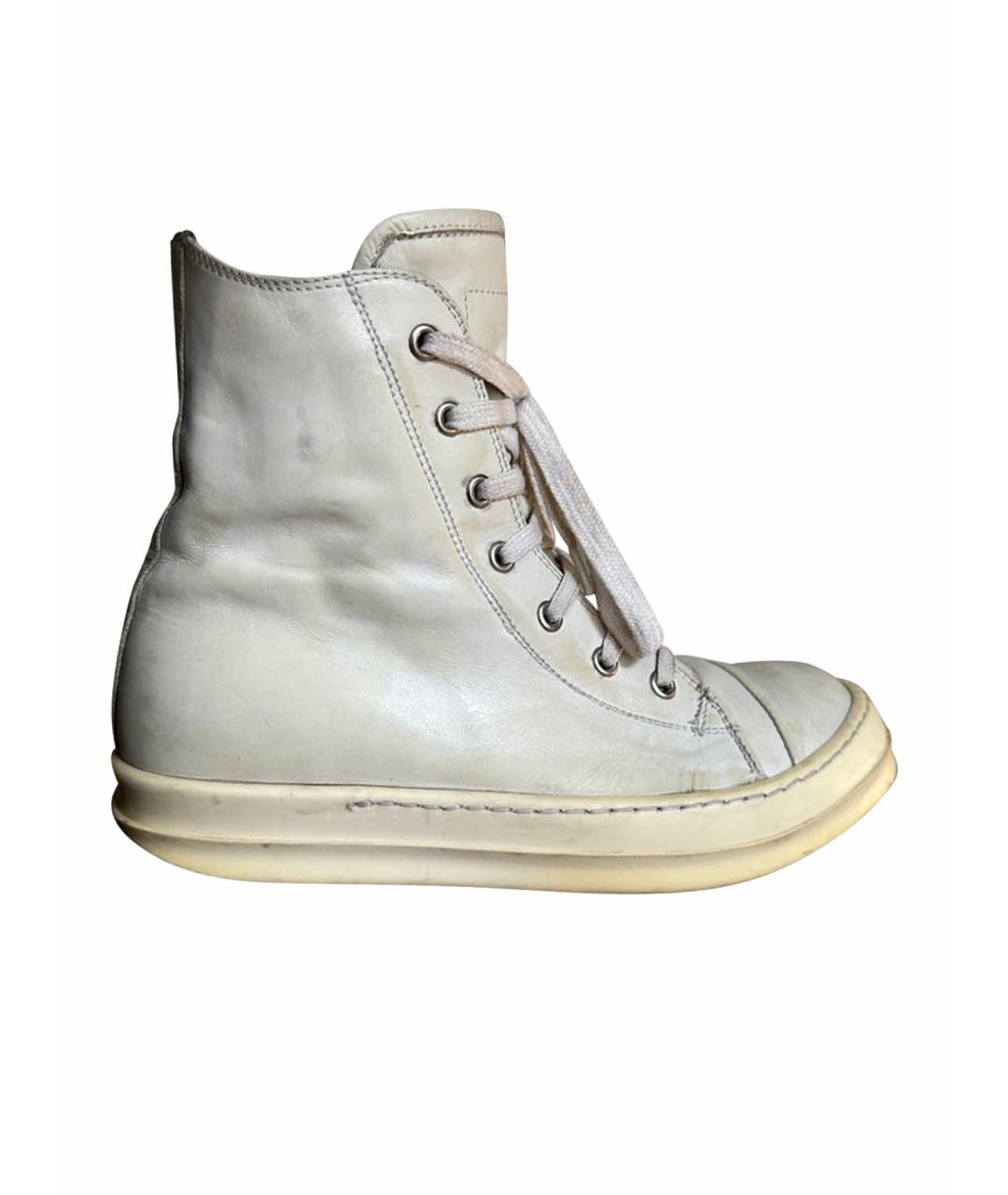 RICK OWENS Белые кожаные кеды, фото 9