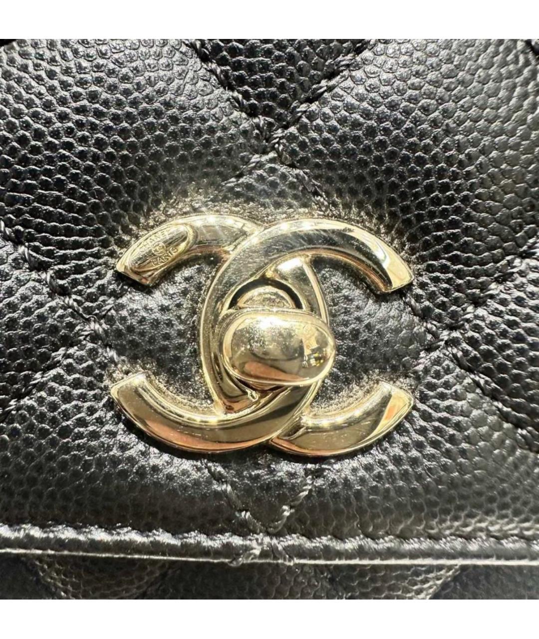 CHANEL Черная кожаная сумка с короткими ручками, фото 6