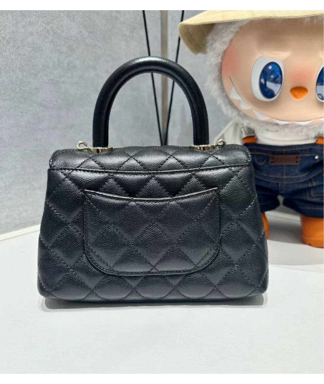 CHANEL Черная кожаная сумка с короткими ручками, фото 2