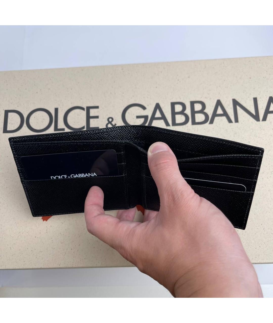 DOLCE&GABBANA Черный кожаный кошелек, фото 3